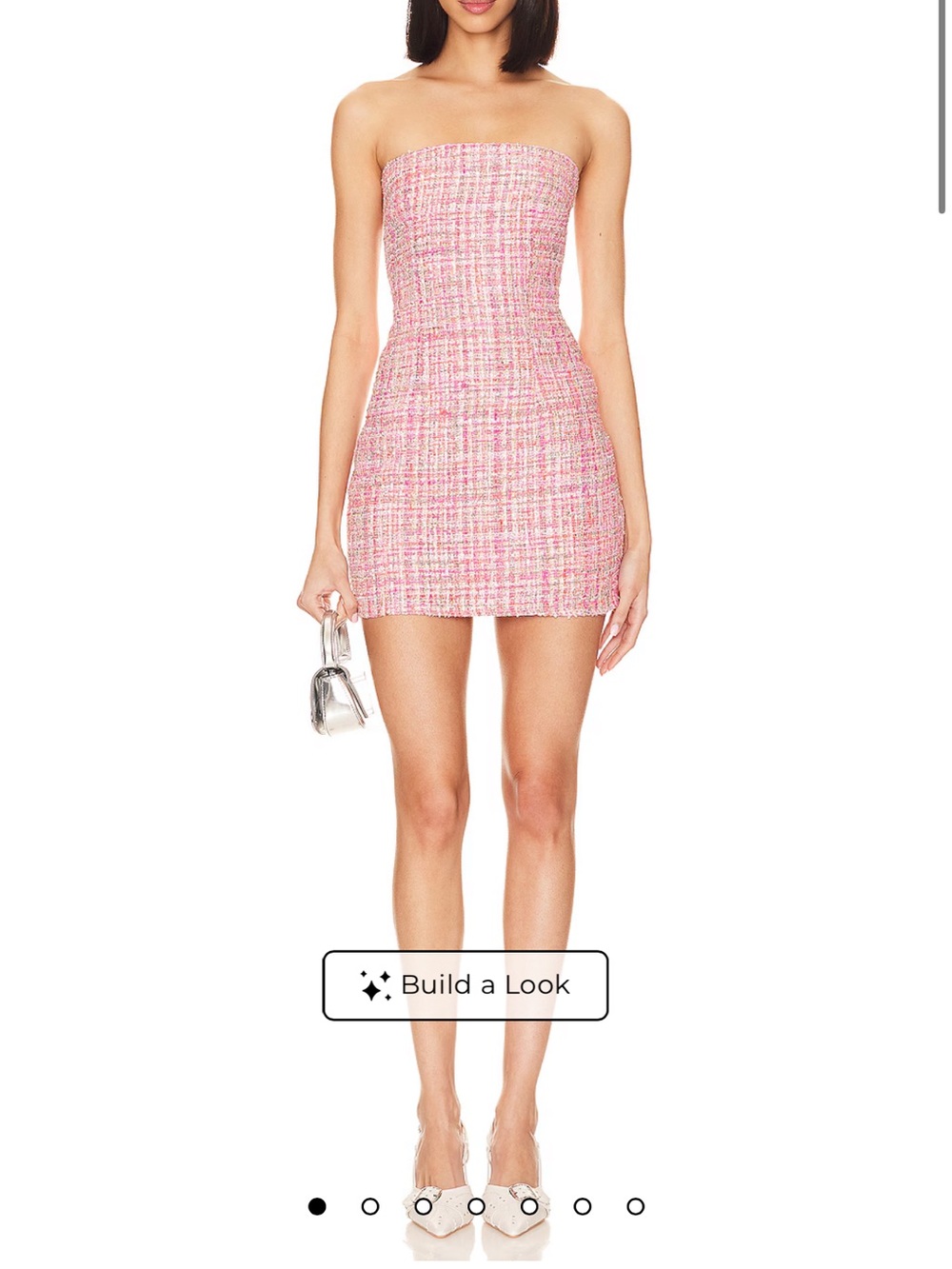 superdown Nanea Pink Strapless Tweed Mini Dress